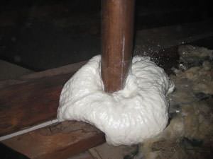 Spray foam being installed in a Maryland home