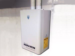 A tankless water heater in Maryland -- installation in an attic space.