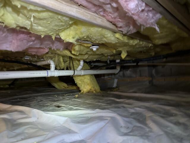 Onto The Crawl - Fallen Batt And Old Vapor Barrier